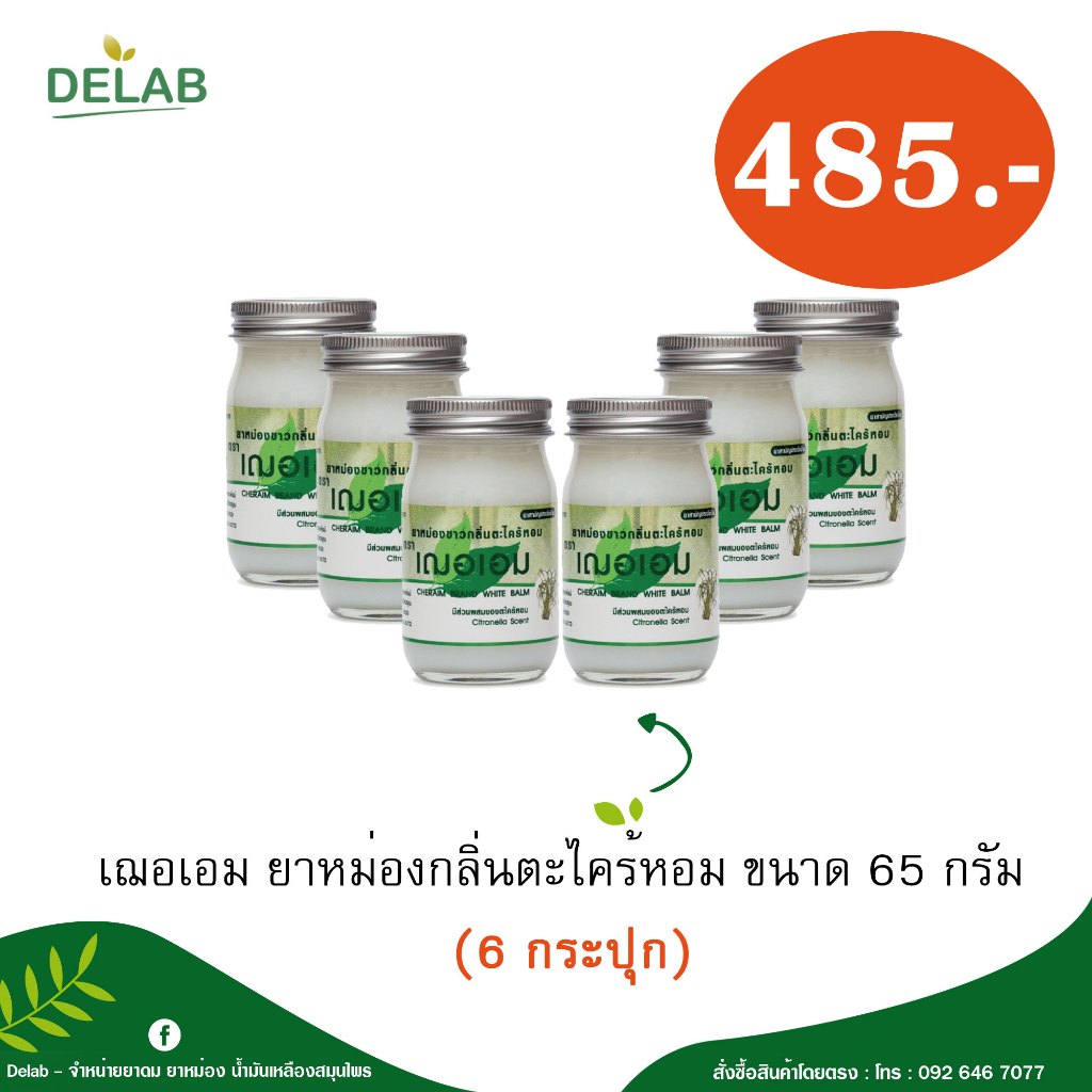 (มี 3 สูตร) เฌอเอม ยาหม่องกลิ่นตะไคร้หอม ขนาด 65 กรัม ราคาถูกที่สุด (6 กระปุก)