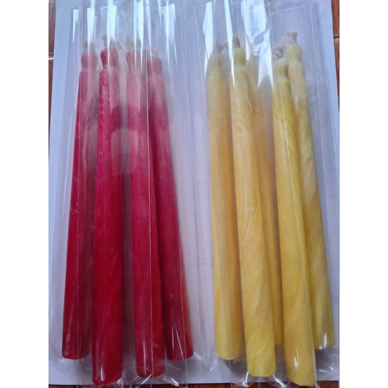 เทียนมงคล 108 ดวงเศรษฐี สีเหลือง/แดง ยาว 8 นิ้ว แก้ปีชง,เปิดดวง,หนุนทรัพย์
