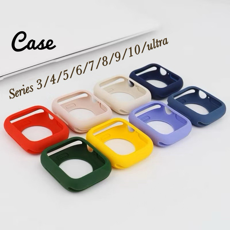 🔥พร้อมส่ง Case watch 10 9 8 7 se 6 5 4 3 2 1 Silicon เเบบนิ่ม  38/40/41/42/44/46mm case for applewatch case ด้าน