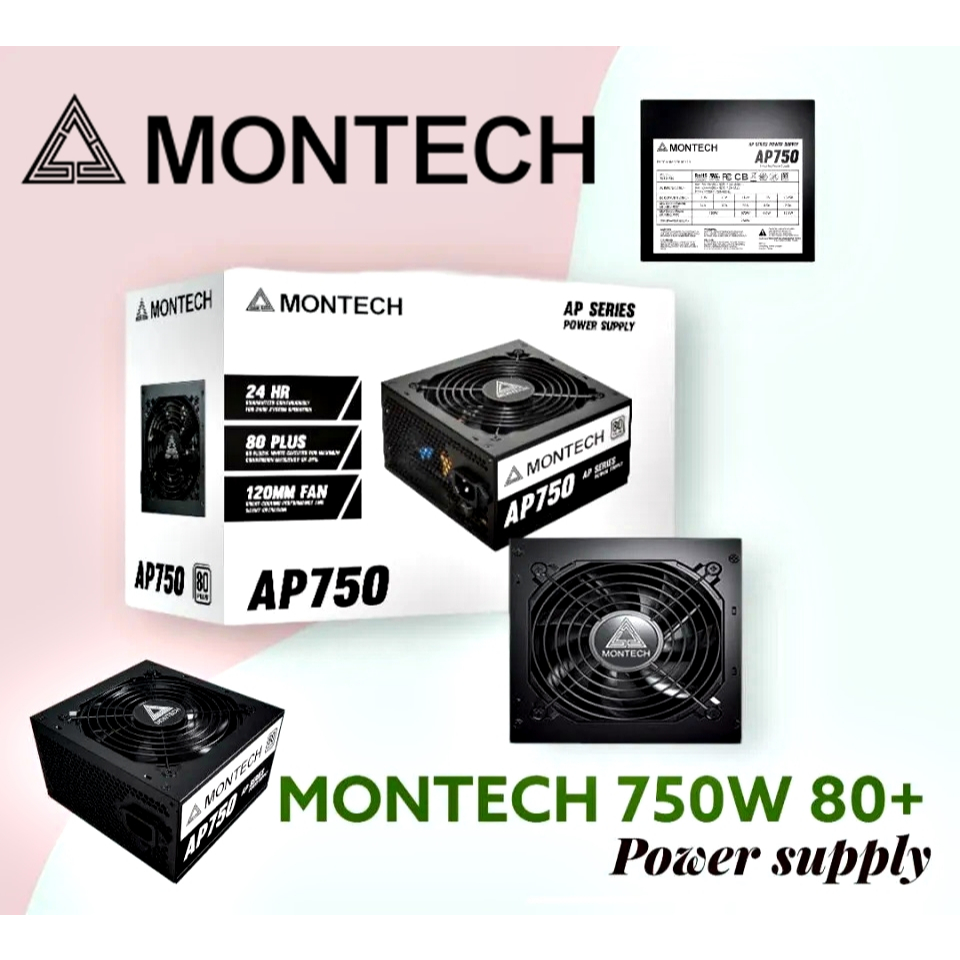 POWER SUPPLY (อุปกรณ์จ่ายไฟ) MONTECH AP550 550W, AP650 650W, AP750 750W (80PLUS) ประกัน 3 ปี