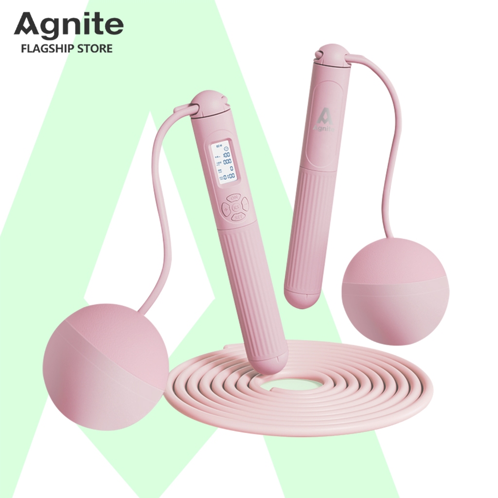 Agnite เชือกกระโดด เชือกกระโดดไร้สาย หน้าจอแสดง ปริมาณการเผาผลาญ ปรับระดับได้ ลดน้ำหนัก Jump Rope