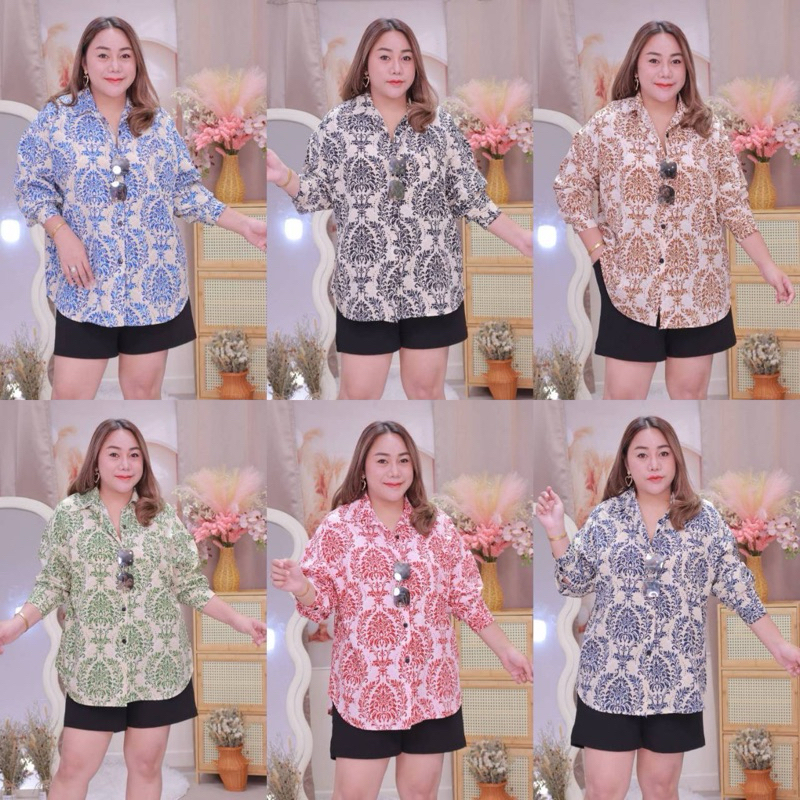 P179เสื้อเชิ้ตโอเวอร์ไซส์ ผ้าไหมอิตาลีผิลายอกหร้าผ้า54ขอคนไม่เกิน52 เสือยาว30นิ้ว..