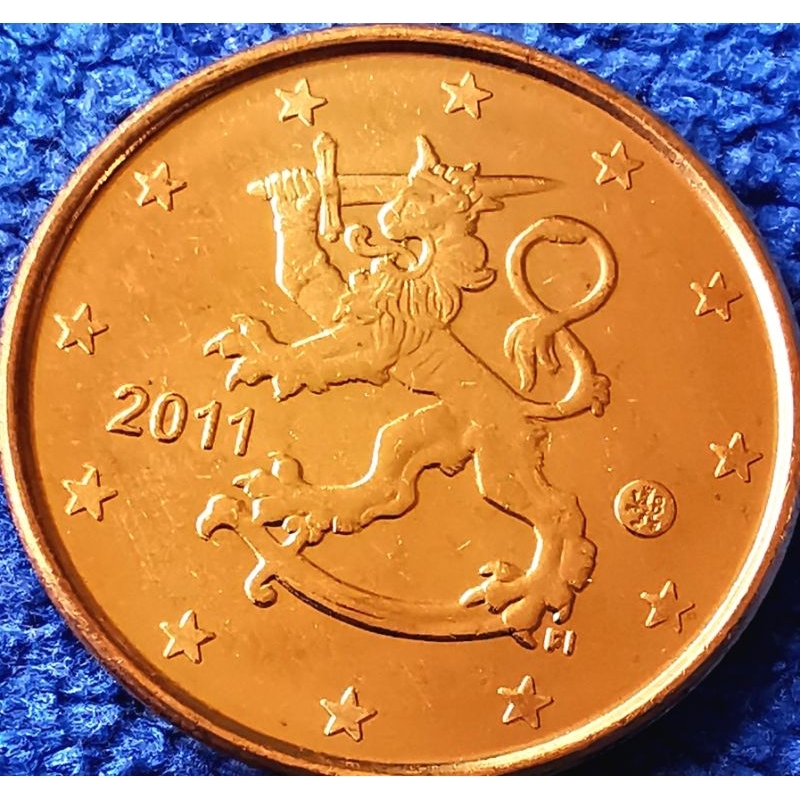 เหรียญ​ยูโร​ ฟินแลนด์​ Finland, 1 Euro Cent,​ไม่​ผ่าน​ใช้​ UNC, #​2340