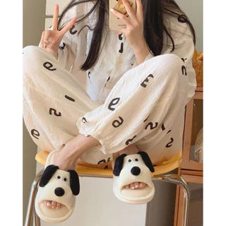 🔆ใหม่🔆(SH-1-25) รองเท้าสลิปเปอร์หน้าหมา รองเท้าผ้าใส่เดินในบ้าน พื้นกันลื่น ชายและหญิง
