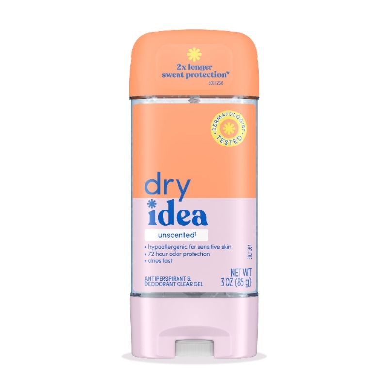 Dry Idea Gel Deodorant & Antiperspirant | Unscented & Hypoallergenic for Sensitive Skin, 3 oz