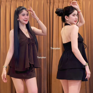 Set 2 ชิ้น ไปดื่มไปดริ้งดินเนอร์ เรียบหรูดูแพง แมทกันมาลงตัวมากกก กระโปรงกางเกงมีซับไม่ต้องกลัวโป๊ Clothing Lady