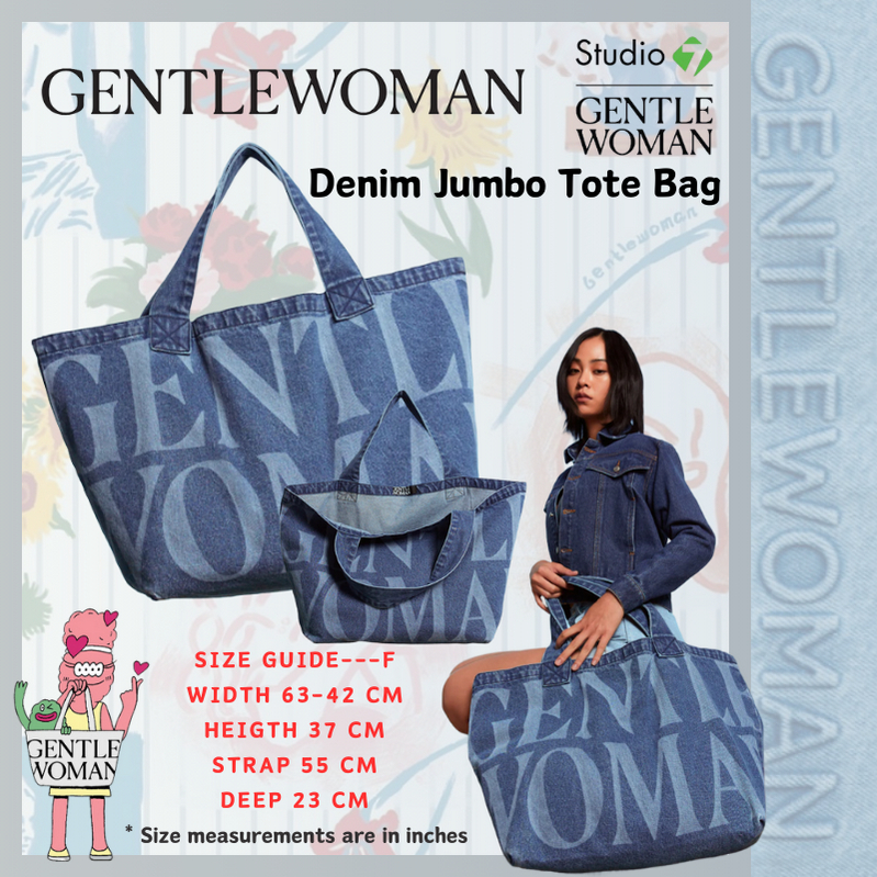 พร้อมส่ง!! มีแท็ก GENTLEWOMAN DENIM JUMBO DENIM TOTE BAG แท้ 100 % กระเป๋าผ้า