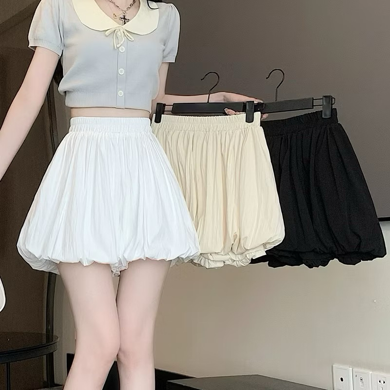 Cherry พร้อมส่ง กระโปรงสั้นทรงบอลลูนผู้หญิง Y2k Skirtกางเกงขาสั้น เอวสูง มีซักใน มีกระเป๋า สุดฮิต สาวอ้วนใส่ได้ สไตล์เกา