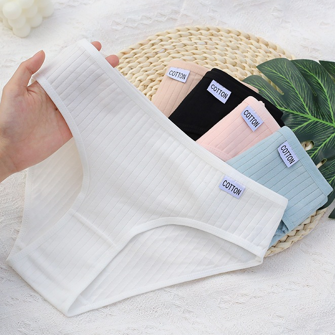 กางเกงใน งานป้าย COTTON ผ้าฝ้ายแท้ ทรงThong  ขนาด M-XL