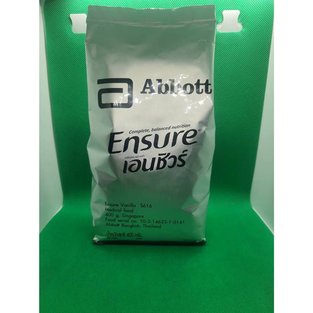 เอนชัวร์ กลิ่นวนิลา Ensure vanilla นมผงชนิดถุงเติม ขนาด400 กรัม x จำนวน1 ถุง (ซื้อ4 ถุงแถมช้อนตวง)