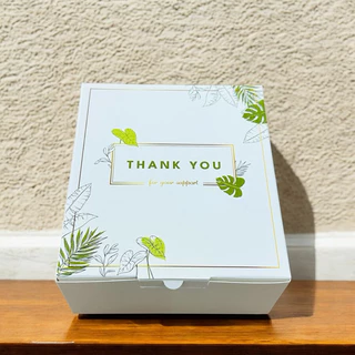 ส่งด่วน1วัน กล่องสแน็ค/ จัดเบรค (20ใบ/แพ็ค) 12.7*14*6.3ซม. กล่องฝาพับ พิมพ์ลาย thankyou ลายวินเทจ🌷🌷🌷