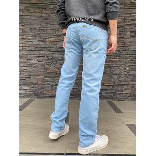 JEANSEXPRESS Stretch Denim กางเกงยีนส์ชายทรงกระบอก ผ้ายืด สีบลูฟอกซีด เป้ากระดุม ผ้านิ่มใส่สบาย Size 28-36