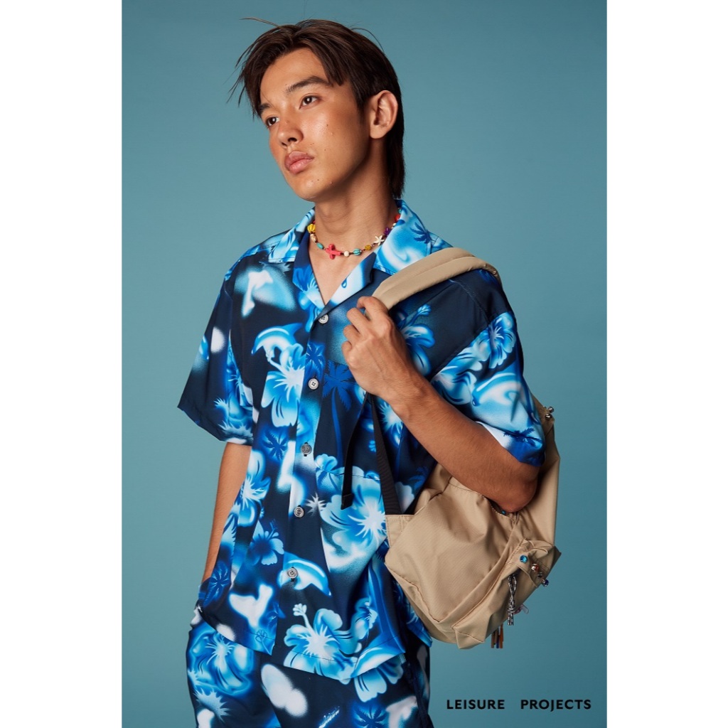 (Leisure Projects) dancing under the moonlight print hawaiian shirt  เสื้อเชิ๊ตผ้าไหมอิตาลี ปกฮาวาย