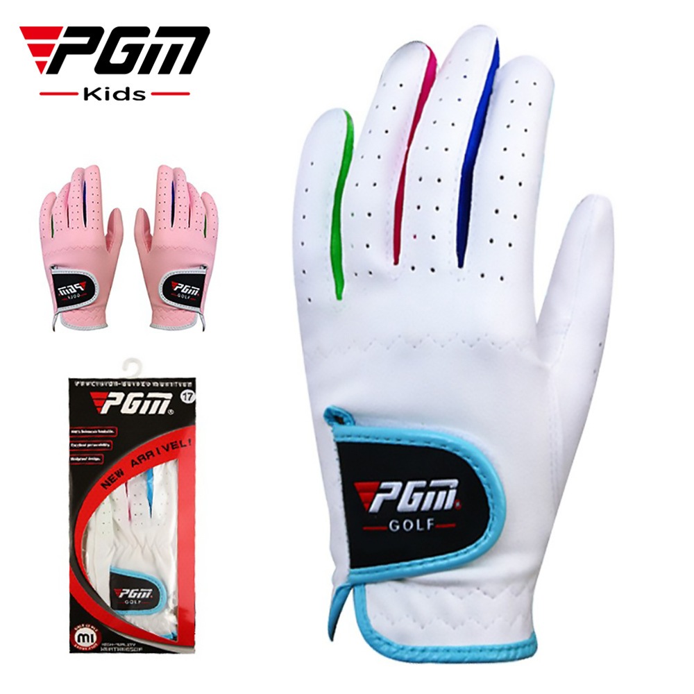 ถุงมือกอล์ฟ สำหรับเด็ก PGM (ST010) SIZE14-17 สีขาวฟ้า / สีชมพู