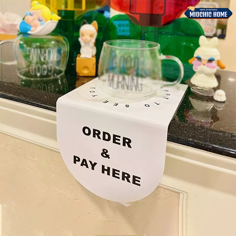 ป้าย order here ป้าย order ป้าย pick up here ป้ายออเดอร์ ป้ายคาเฟ่ 15x12cm ป้ายอะคริลิค ป้ายหน้าเคาน์เตอร์ ป้ายหน้าโต๊ะ
