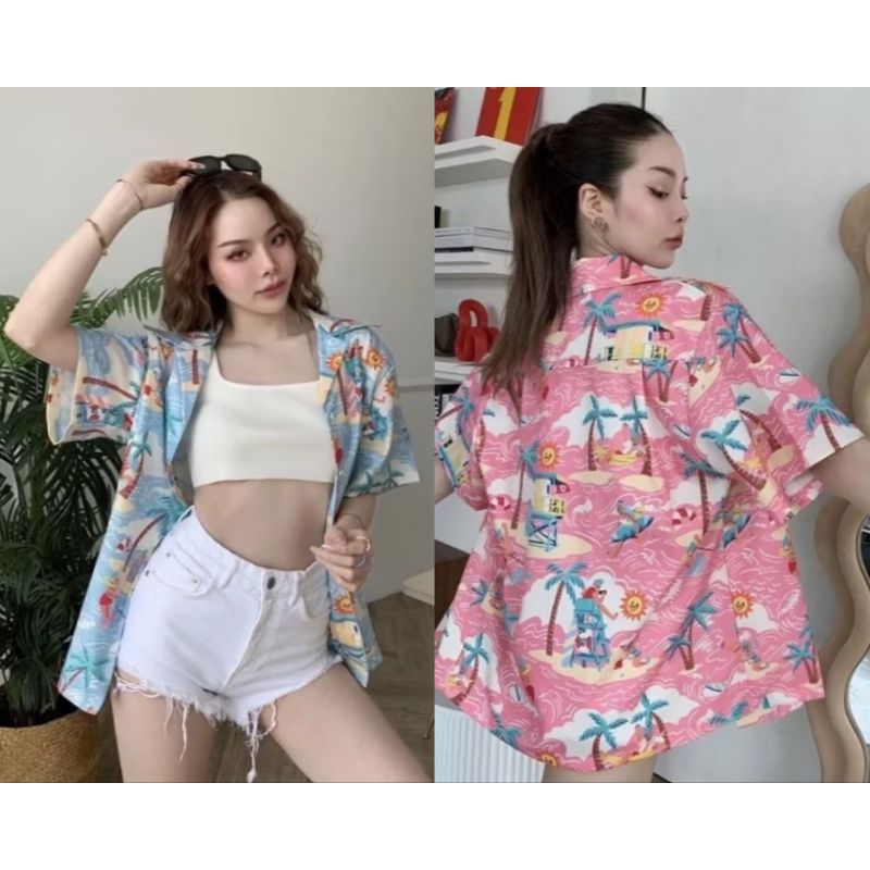 Valen เสื้อเชิ้ตลายฮาวาย summer ไปทะเล