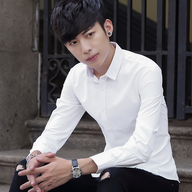 เสื้อเชิ๊ตแขนยาวคอปกแฟชั่น ผ้าไม่หนาไม่บางเหมาะใส่ทำงานใส่เที่ยว รุ่นCS-4491