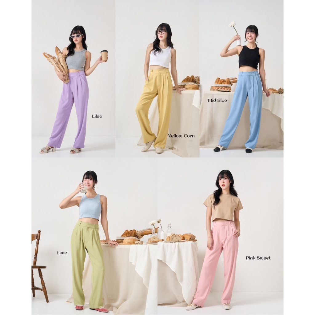 Marshmallow Pants Vol.1 กางเกงขายาว เอวสูง ทรงตรง ผ้ามีน้ำหนักทิ้งตัวสวย ผ้านุ่มลื่น