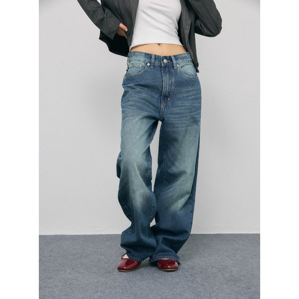 ENDOFMARCH | BROMLEY JEANS กางเกงยีนส์เอวกลาง-เอวต่ำ ฟอกสีสนิมเฟด