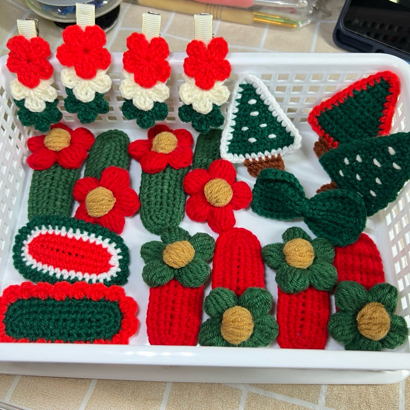 (Collection Christmas) กิ๊บติดผมถักไหมพรม คริสต์มาส