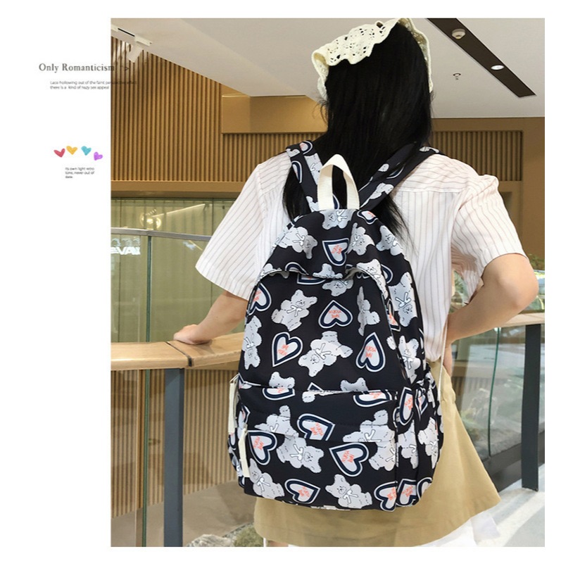 กระเป๋า เป้ลายหมีหัวใจ🧸 พร้อมส่งแล้ว กระเป๋านักเรียน นักศึกษา ทรงน่ารัก เกาหลี เกาใจ สุดๆ กระเป๋าเป้ แฟชั่น