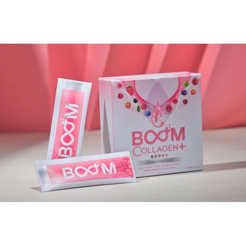 หมดอายุปี2026 บูมคอลลาเจน ผิวขาวใสของแท้ 100% บรรจุ 14 ซอง Boom collagen