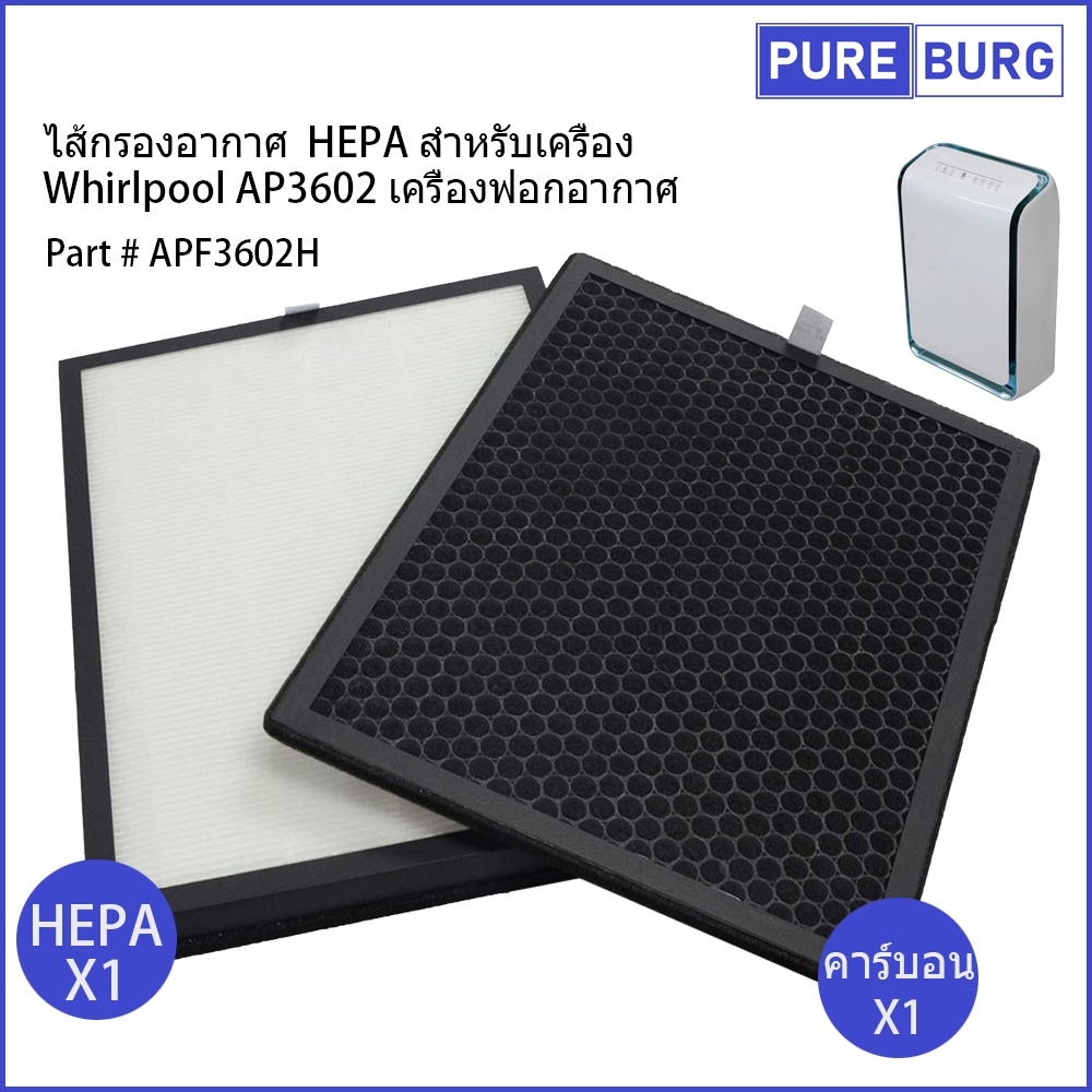 Whirlpool AP3602 ไส้กรองอากาศ HEPA สำหรับเครื่อง เครื่องฟอกอากาศ Part # APF3602H