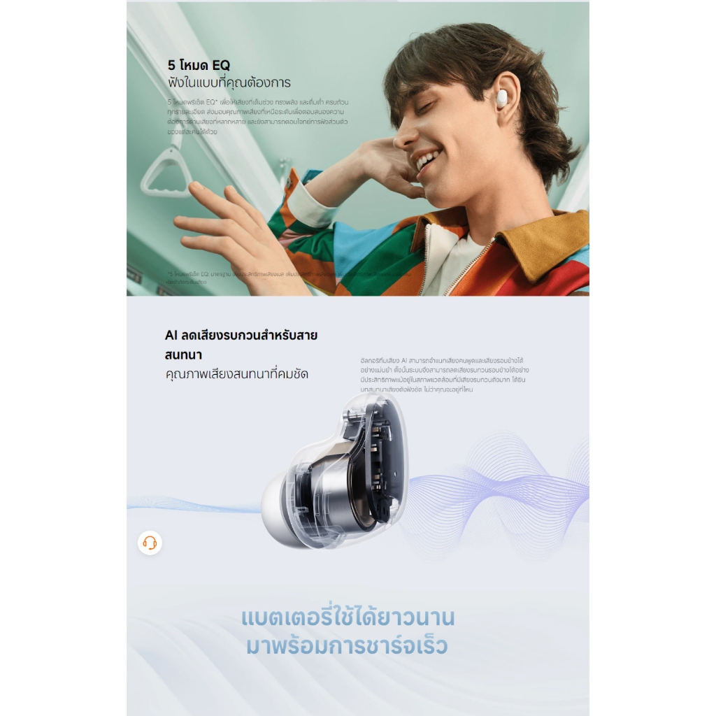 [HOT] Xiaomi Redmi Buds 6 Play Wireless Bluetooth Earphone หูฟังบลูทูธไร้สาย การใช้งานได้นาน 36 ชม