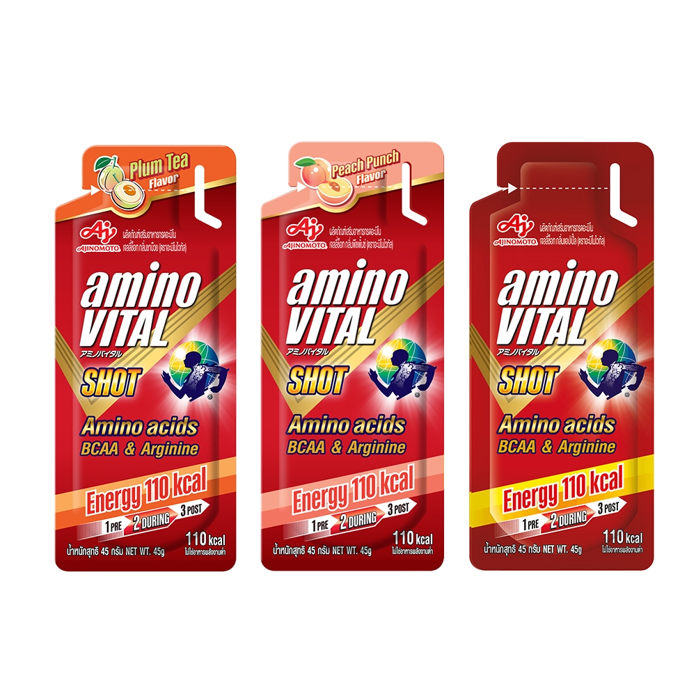 Amino Vital Shot มีส่วนผสมของกรดอะมิโน 1,500 ม.ก.