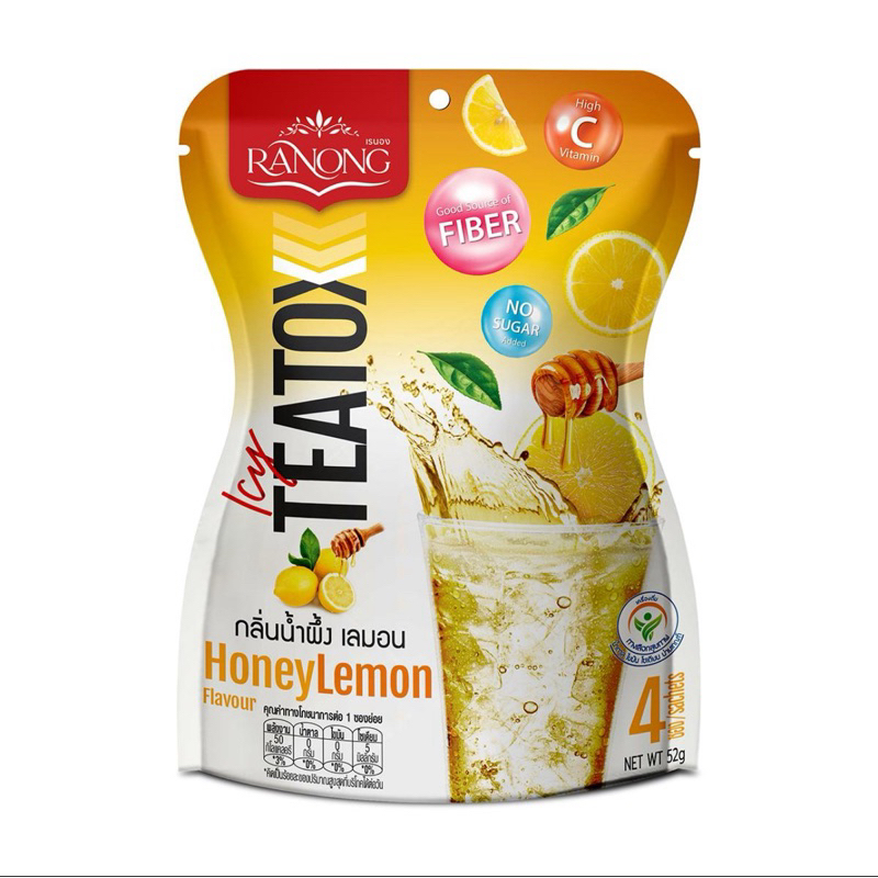 Ranong Tea เรนองที ชาไอซ์ซี่มะนาวน้ำผึ้ง [4 ซอง 52g] Icy TeaTox ดีท๊อกซ์ ชาไฟเบอร์ ชาระบาย