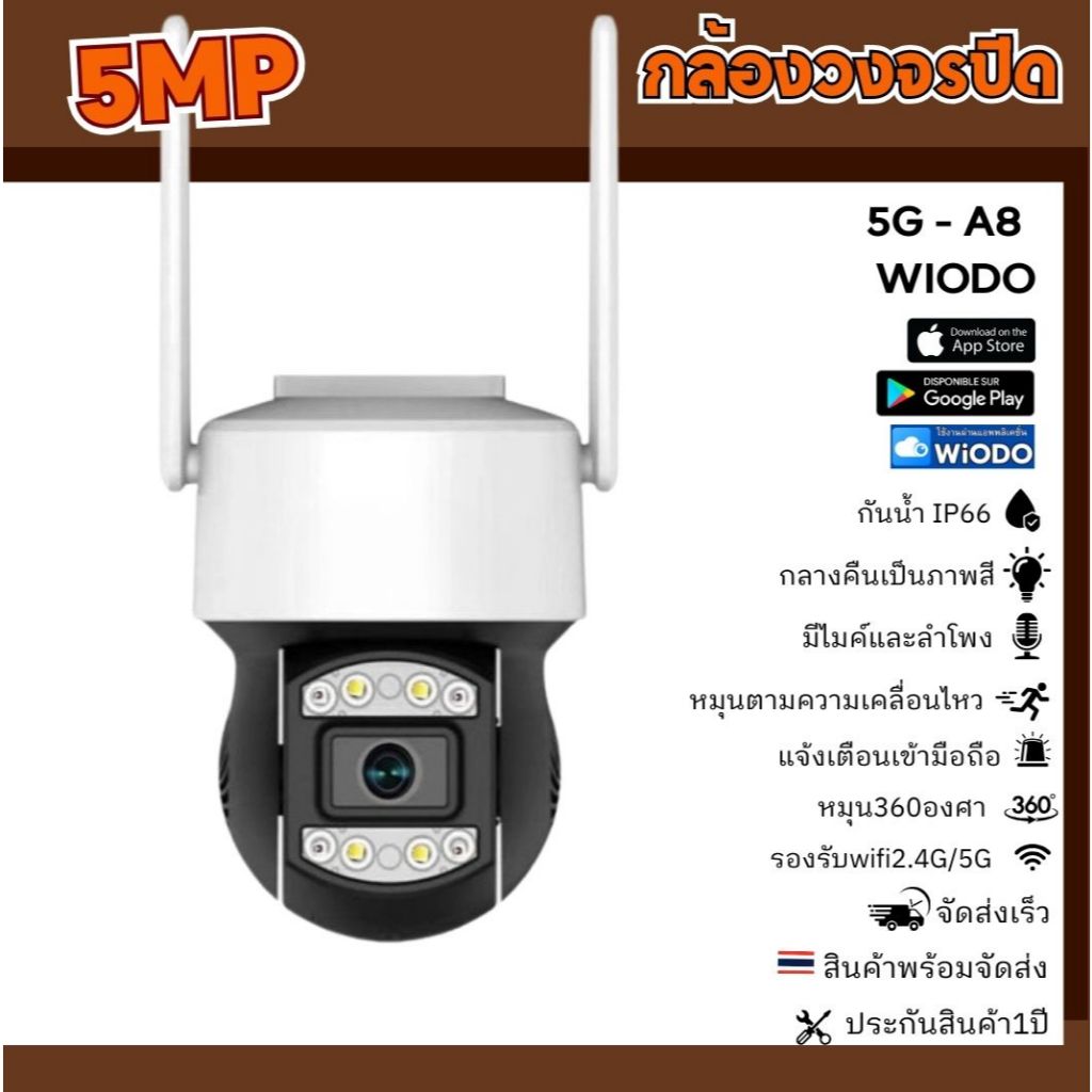 กล้องวงจรปิดไร้สาย ภาพคมชัด HD 5MP​ พูดโต้ตอบได้ หมุนตามคนเคลื่อนไหว ภาพสี 24ชม.WIODO