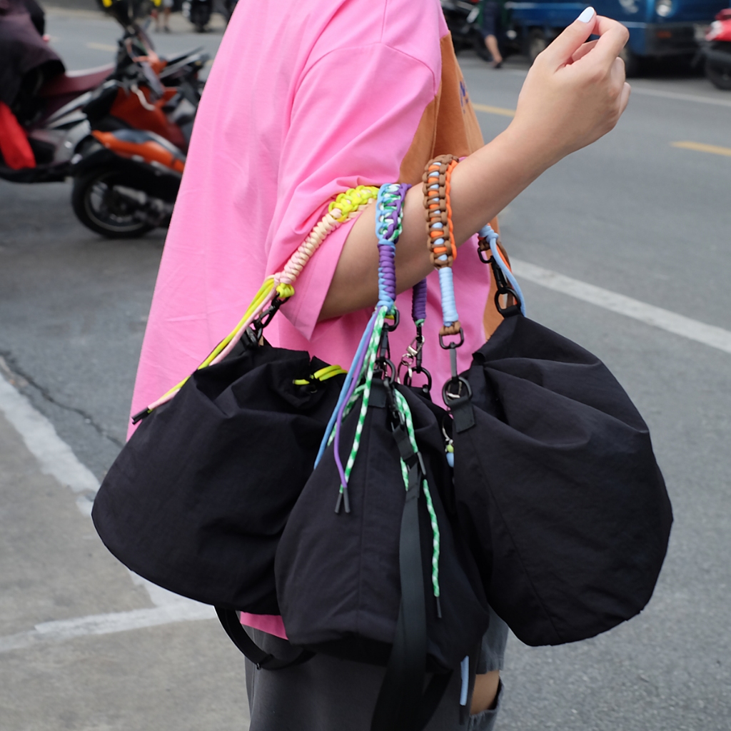 ropu2way Bucket Bag กระเป๋าไนลอนสายเชือกถัก เลือกสีกระเป๋า-สายกระเป๋าได้