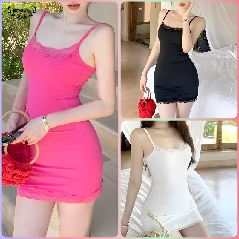 Sexy Charm 👗👗กระโปรงสะโพกแน่น กระโปรงเว้าหลัง กระโปรงสั้น ประกบลูกไม้ สาวร้อนแรง