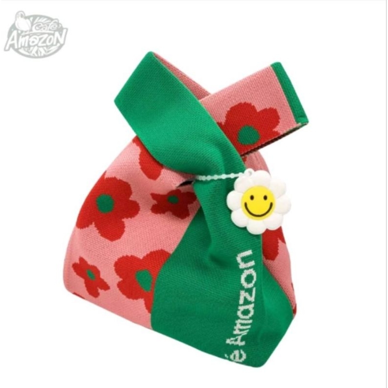 Café Amazon Knitting Bag กระเป๋าถัก ไหมพรม พร้อมสายคล้องสุด Cute มีให้เลือกสะสม ถึง 3 ลาย แท้อเมซอน100%