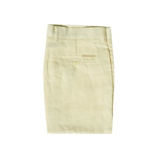 Hazard กางเกงขายาวสีพื้นไม่มีจีบ ผ้า Linen(ลินิน) สีขาวครีม