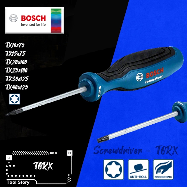 Bosch ไขควง หัว Torx TX10x75 TX15x75 TX20x100 TX25x100 TX30x125 TX40x125