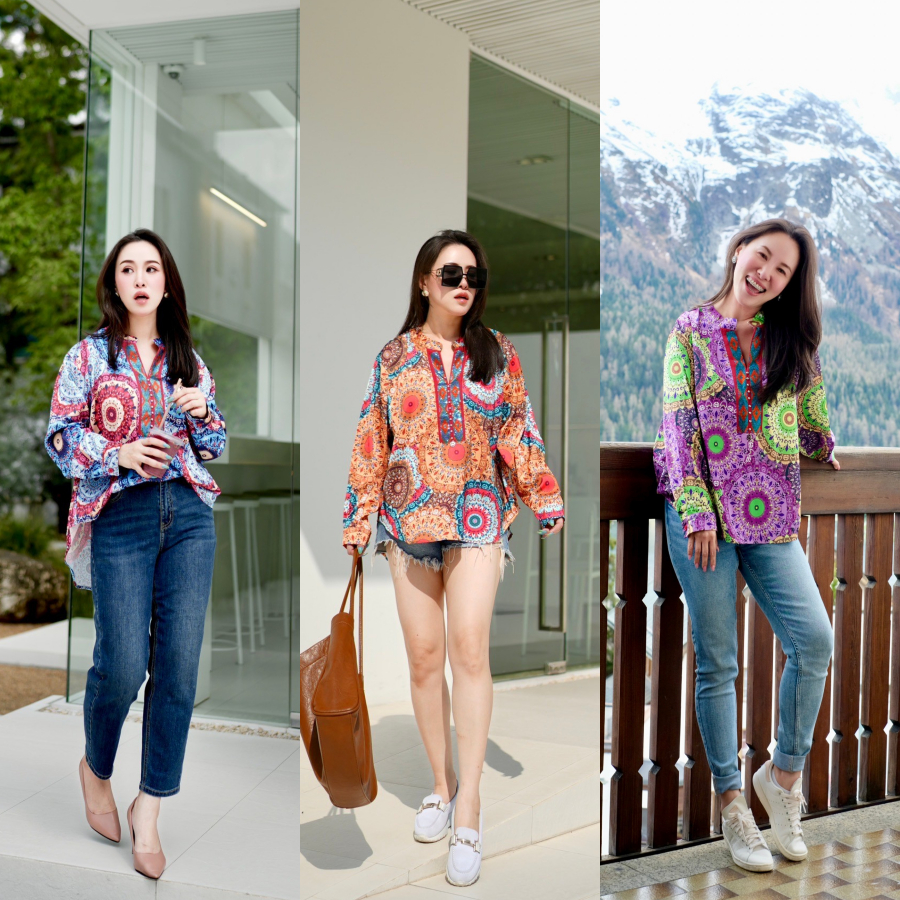 Lynlalin เสื้อคอวีประดับเพชรด้านหน้า ทรงหางปลา ผ้าซาตินนำเข้า สัมผัสผ้าเรียบเนียนใส่สบาย รุ่น Cristo