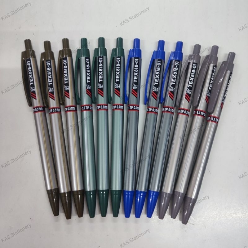 ปากกา ลูกลื่น Tex 818 0.5mm (1×12ด้าม) หมึกน้ำเงิน