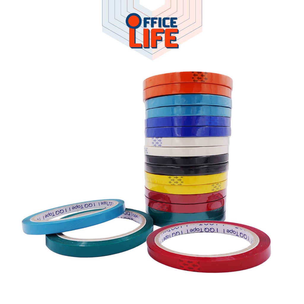 QQ Tape (คิวคิว เทป) เทปรัดปากถุง เทปรัดถุง เทปรัดผัก ยาว 50 หลา กว้าง 9 มิลลิเมตร ( 1 ม้วน )