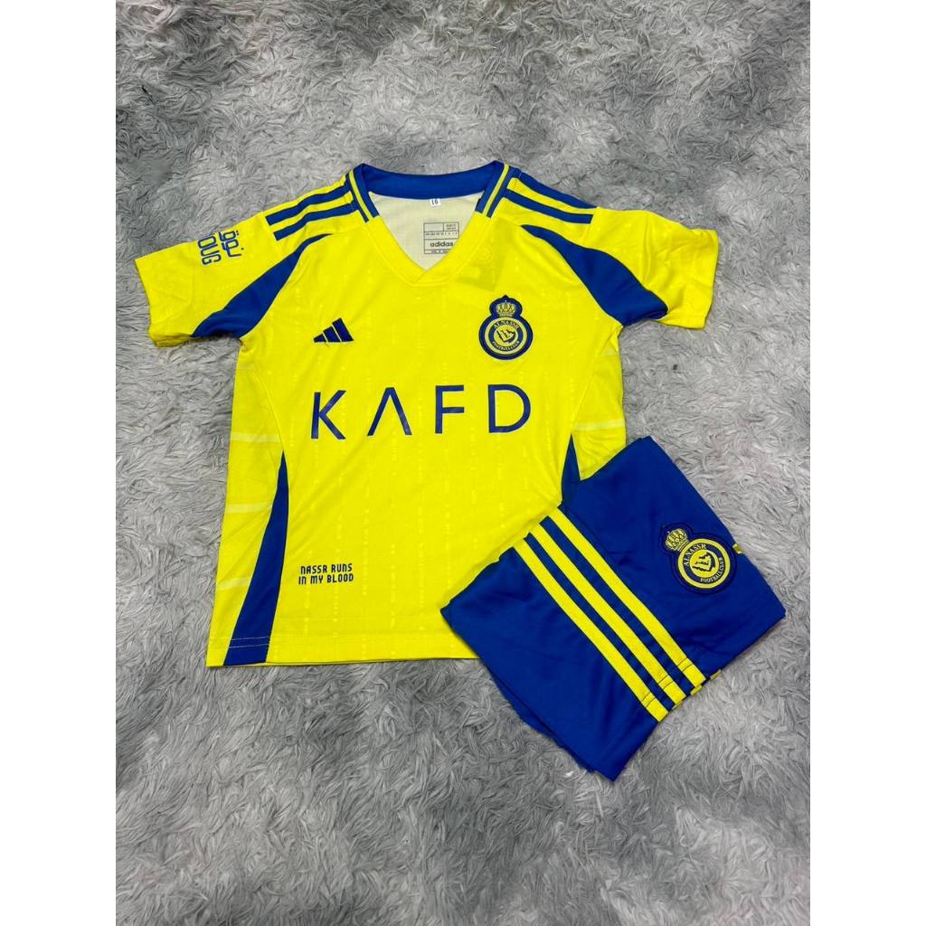 ชุดกีฬาเด็ก ชุดเด็ก ชุดฟุตบอลเด็ก เนื้อผ้าดีใส่สบาย Al nassr ลายใหม่ล่าสุด24/25 มีเสื้อพร้อมกางเกงค่ะ