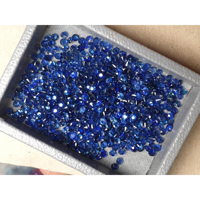 กลมก้นเพชร 2.5มิล 1เม็ด‘ พลอยแท้ ไพลิน Natural Blue Sapphire เผาเก่า นพเก้า อัญมณี พลอยมงคล อัญมณีแท้ Gemstone แซฟไฟร์