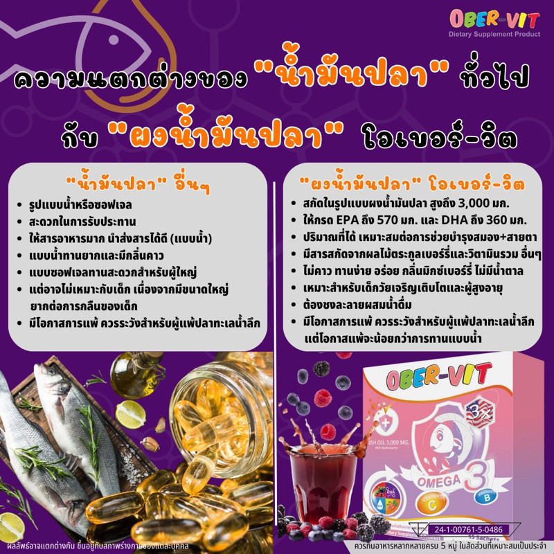 โอเมก้า3 + วิตามินรวม (เด็ก) รสผลไม้ MixBerry  AMELIA OBER-VIT - รูปที่ 3