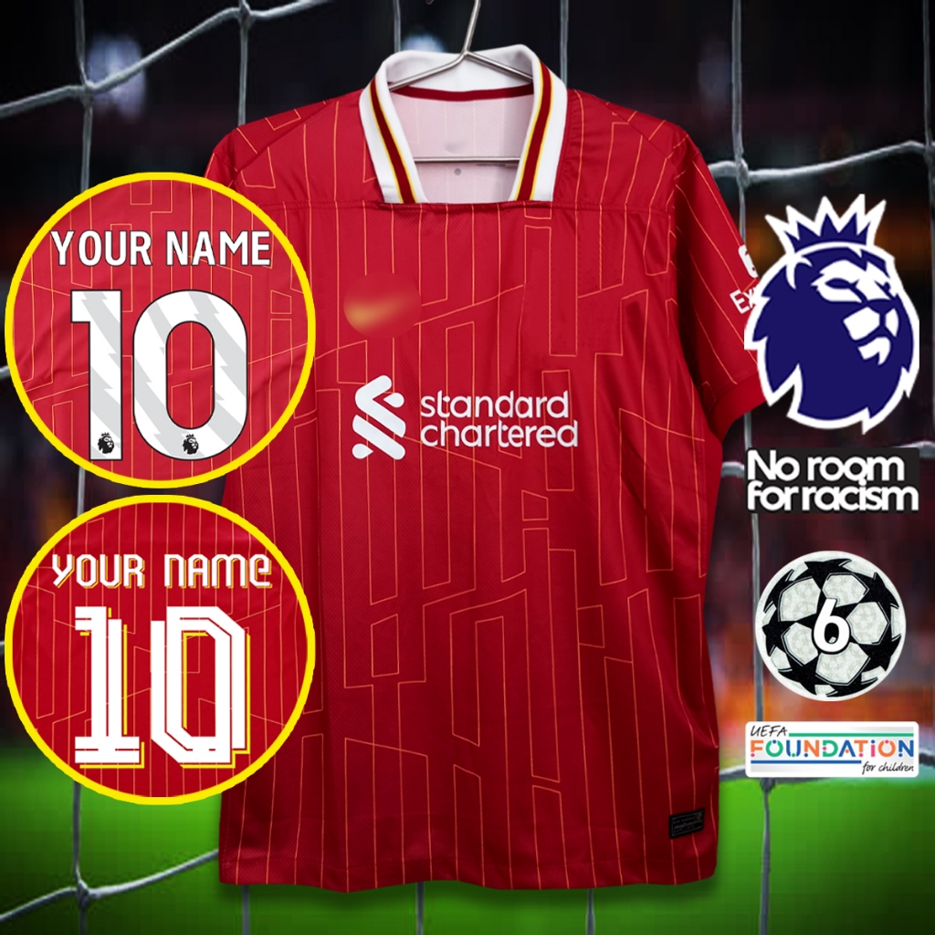 เสิ้อฟุตบอลสโมสร ลิ เวอ พู เสื้อหงส์แดง เหย้า สีแดง 24-25 AA0121 เกรดเชียร์ รับทำชื่อเบอร์ ไซส์เอเชีย XS-4XL