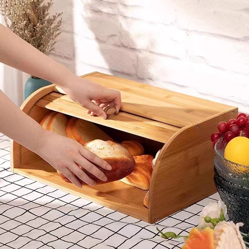[BREAD BOX] กล่องขนมปังไม้ธรรมชาติกล่องใส่ขนมปัง สวยงามจากญี่ปุ่น  กล่องเก็บของ ครัว  มีสไตล์ ทันสมัยกล่องเก็บของห้องคร