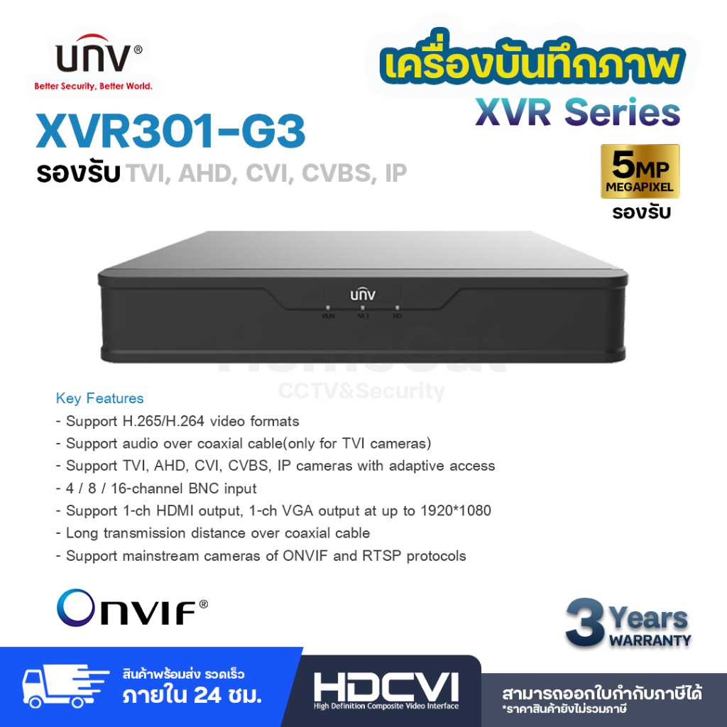 Uniview XVR301-G3 Series XVR301-04G3/ XVR301-08G3/ XVR301-16G3 เครื่องบันทึกกล้อง DVR รองรับ 5MP