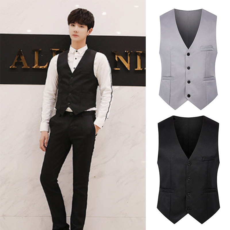 Vest เกาหลีไซส์ใหญ่ผู้ชายเสื้อกั๊กผู้ชาย  ผู้ชายเข้ารูปพอดีเสื้อกั๊กสูท
