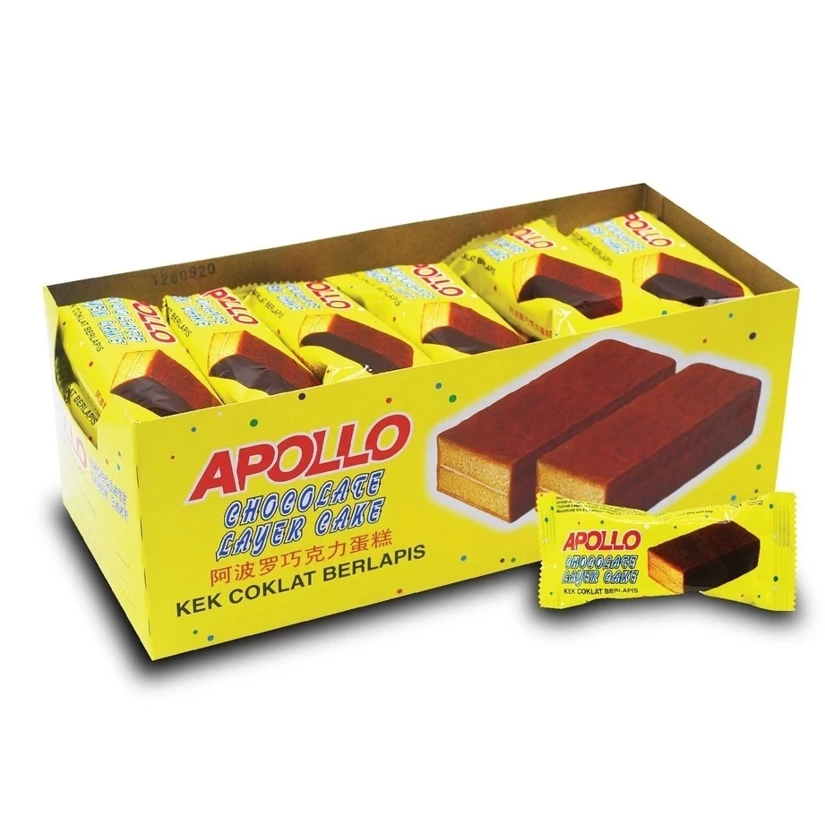 Apollo เค้กช็อคโกแลต (อพอลโล่)ขนมเค้ก เคลือบ ช็อคโกแลต มี24ชิ้น ช็อกโกแลต ขนมมาเลย์ ขนมนำเข้า เค้ก พาย เบอเกอรี่ ขนม