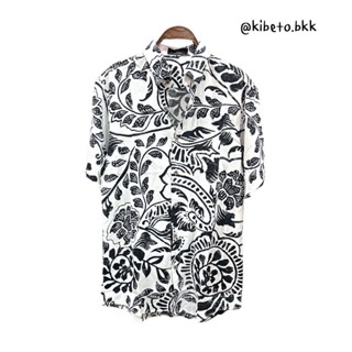 Kibeto เสื้อฮาวาย ลายลูกน้ำ สีขาว ผ้าสปันเรยอน เนื้อนิ่ม ใส่…