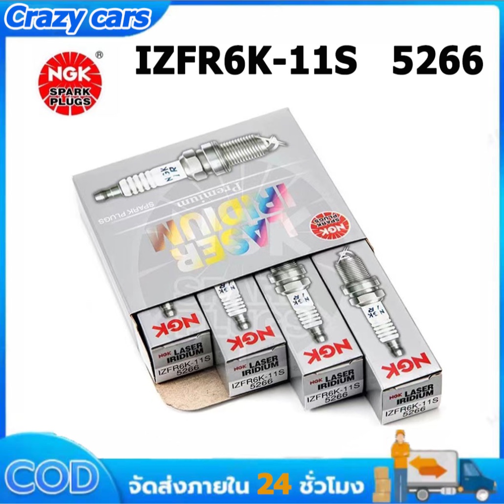 หัวเทียน NGK laser  iridium IZFR6K-11Sหัวเทียนเข็ม อิริเดียม 1 กล่อง 4 หัว Honda Civic FD,CR-V,Accord,City