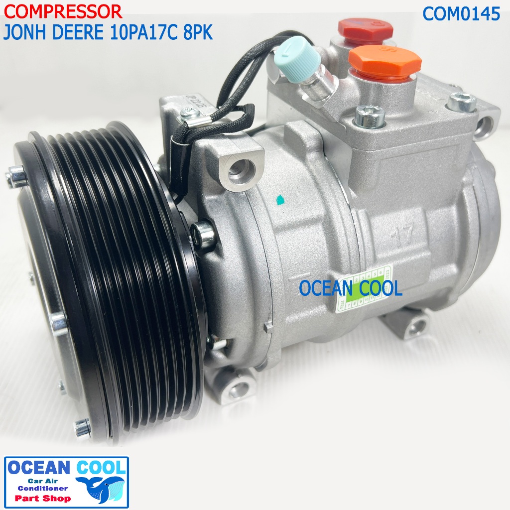 คอมเพรสเซอร์ จอห์น เดียร์ 10PA17C 8PK 12v  COM0145 Compressor JONH DEERE 10PA17C 8PK 12v คอมแอร์รถตั